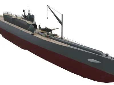 I-400 Class Submarine Low-poly 3D model