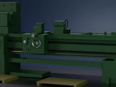 Industrial Lathe Machine High Quality 3D Model Low-poly 3D model