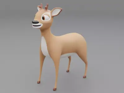 3D Deer Cartoon Character 3D model