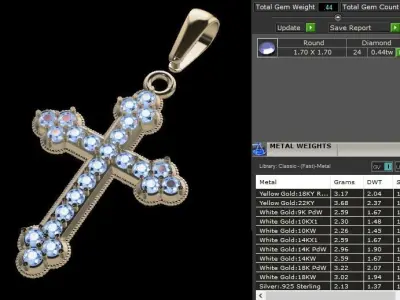 Antique Diamond Cross Pendant  3D print model