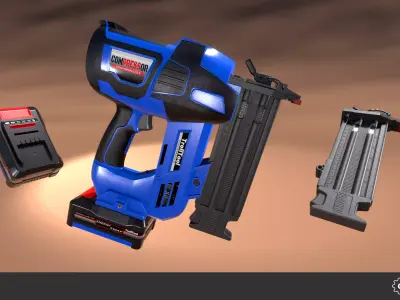 Nail Gun Set Low-poly 3D model