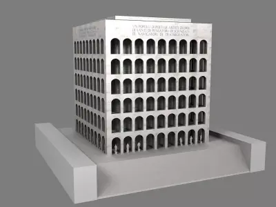 Palazzo della Civilta  Italiana - Square Colosseum  Low-poly 3D model