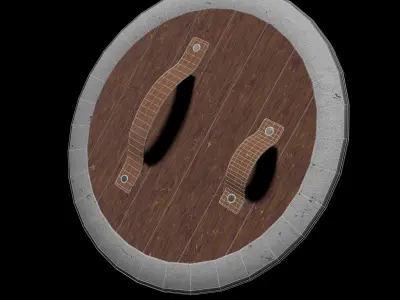 Set of 5 medieval rounded shields - procedural material Low-poly 3D model