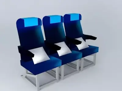 Economy Class Airplane Seats Free 3D model