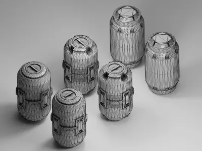 3 Sci-Fi Barrels Free low-poly 3D model