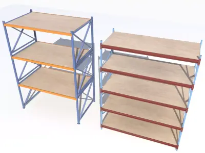 Industrial shelves 5 Low-poly 3D model