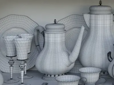 Old Antique Set 3D Model Corona Render 3D model