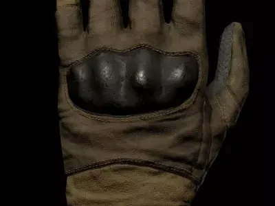 Military tactical glove  Low-poly 3D model