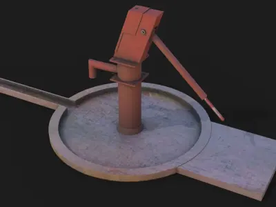 Hand Water Pump Low-poly 3D model - GameReady Low-poly 3D model