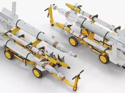 Missile Deck Cart with Training Missiles 3D model
