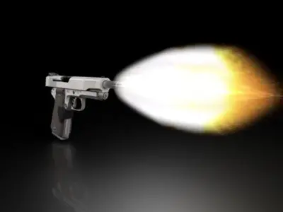 Gun 3d model silver handgun 3D model