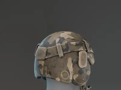 Advanced Combat Helmet with Side Armor and Communication Gear Free low-poly 3D model