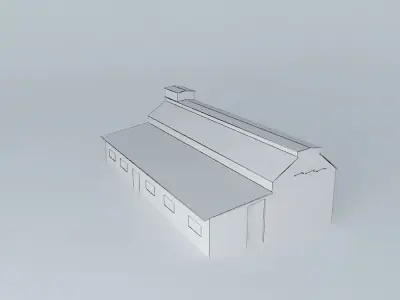 Warehouse building with roof Low-poly 3D model purchase