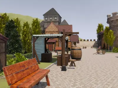 Walled Medieval Town 3D model purchase