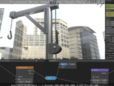 Animated Metal Hand Crane High-Poly Version 3D model
