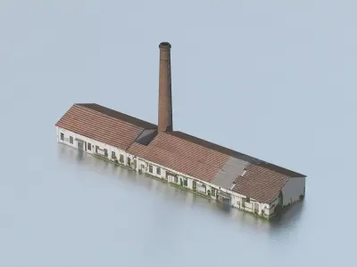 Chinese township factory  Low-poly 3D model