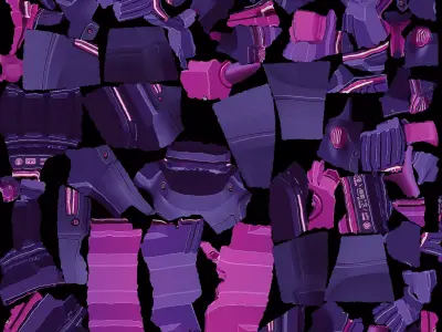 Purple and Pink Pistol 3D model