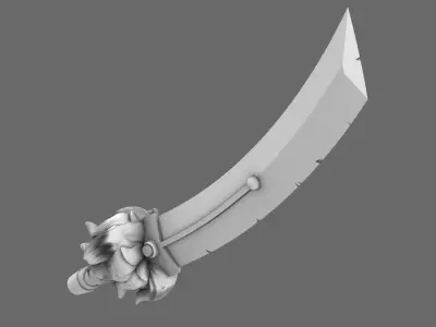 Cyber Samurai Demon Dog Sword LEFT 3D print model