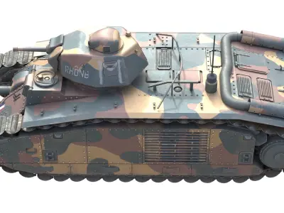 Char B1 French Heavy Tank Low-poly 3D model