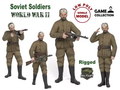Soviet soldier Low-poly 3D model