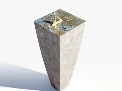 Brass Sundial And Concrete Plinth 3D model