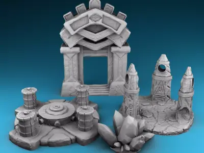 Stylized decor of Middle Ages Magic builds 3D print model