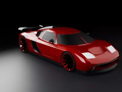 Low Poly Sports Car Game Ready Vehicle Red Supercar Low-poly 3D model