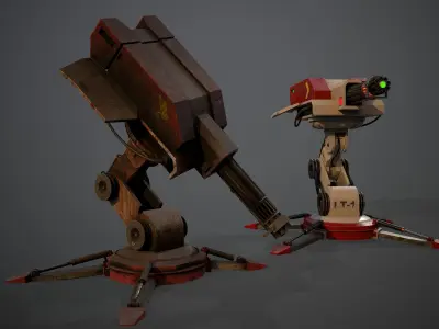Cosmo-Modern Laser Turret -Ray of Defense Low-poly 3D model
