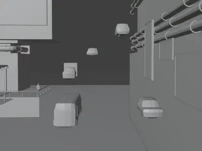 Cyberpunk City and Ford Mustang 3D model