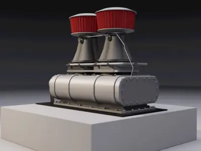 Supercharger type D Low-poly 3D model