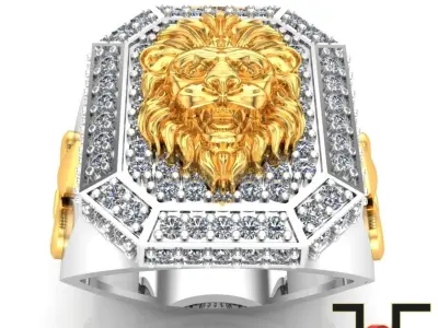 0198 - Lion Face Gents Ring 3D print model