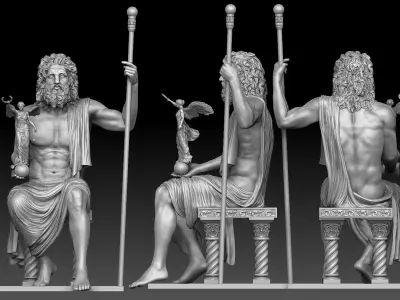 Zeus and Nike sculpture 3D print model