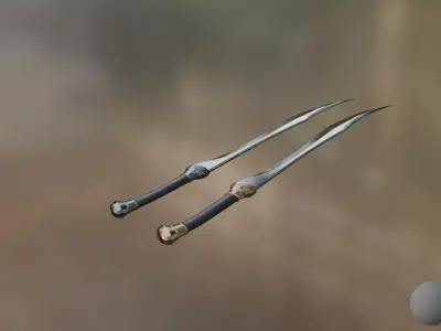 Game Ready Elven Swords Pack 4K PBR Textures High Poly and Baked Low-poly 3D model