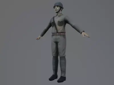 WW2 asian soldier Free 3D model