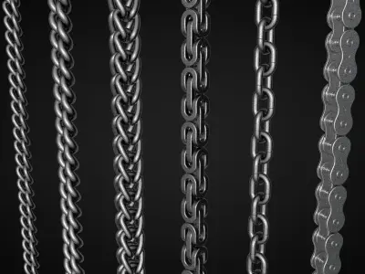 Chains group of chain links 3D model