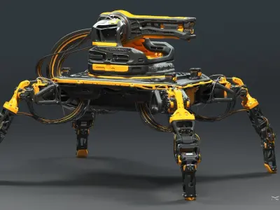 Sci-fi Turret robot 3D model purchase