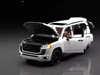 Luxury Full Size SUV 3D Model Rigged Interior Exterior Low-poly 3D model