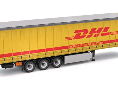 Semi Trailer DHL Curtainsider 3D model