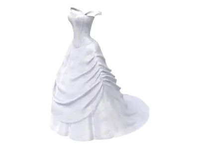 Off Shoulder Strap Ball Gown Wedding Dress Low-poly 3D model