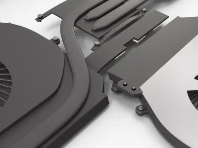 Laptop Cooling System with Battery Module Black 3D model