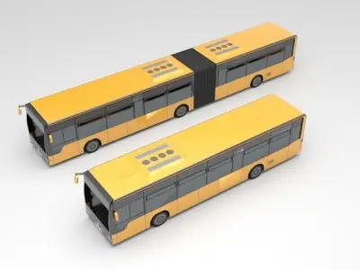 Low poly bus two buses 3D model