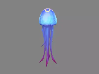 Cartoon Purple Jellyfish Low-poly 3D model