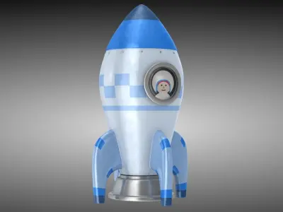 Toon Rocket Low-poly 3D model