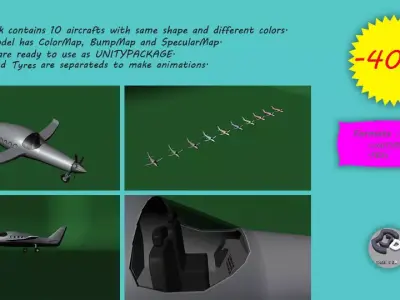 Aircraft plane Low-poly 3D model
