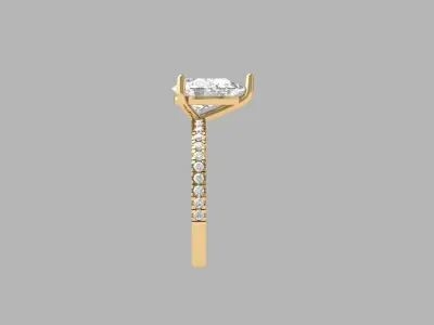 Pear Solitaire Ring 3D print model 4