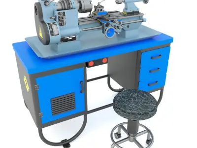 MN-80A Industrial desktop lathe machine tool 3D model