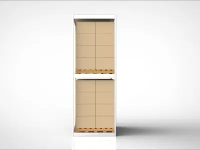 warehouse metal shelving rack with boxes 3D model