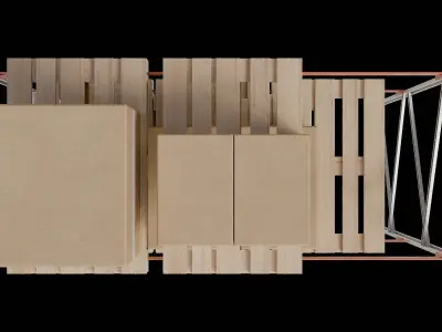 Carton boxes and metal frames Low-poly 3D model