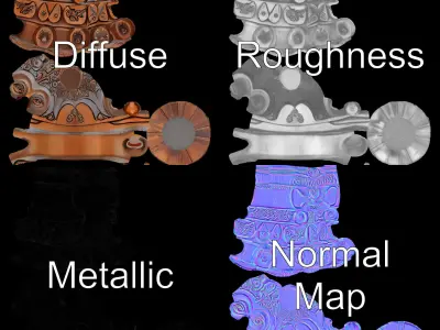 Intricately Carved Wooden Totem Pole Model Pack Low-poly 3D model