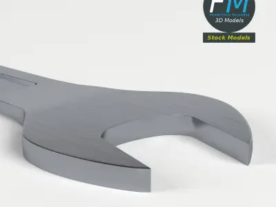 Open end chrome wrench 3D model